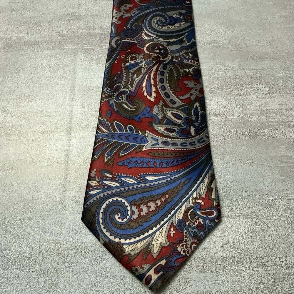 Etienne Aigner Necktie Mens Red‎ Blue Brown White Paisley Business Designer